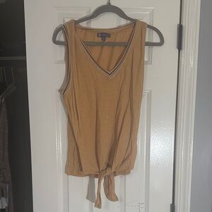 Democracy Tan Tank Top with Tie Front and Relaxed Fit